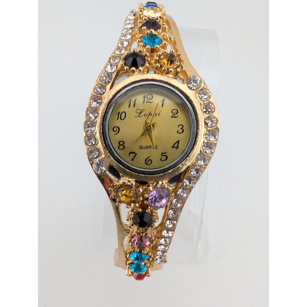 Lupai Multicolor Crystal Encrusted Women's Bangle‎ Watch 25mm Case- New Battery